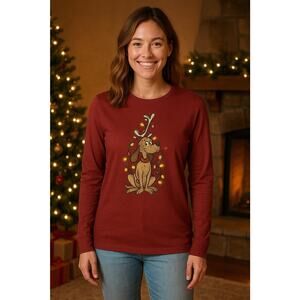 Life Is Good Dr Seuss Max Dog Christmas Lights Long Sleeve Shirt Women S Red